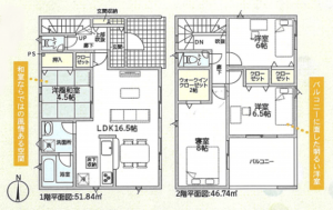 高岡市戸出町、新築一戸建ての間取り画像です
