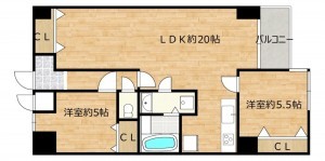 富山市長江本町、マンションの間取り画像です