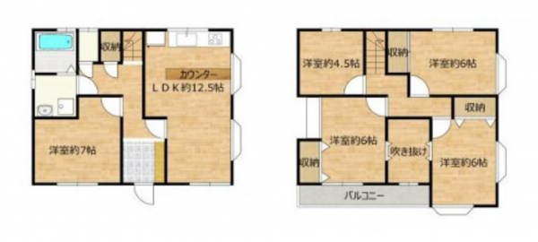富山市鶴ケ丘町、中古一戸建ての間取り画像です