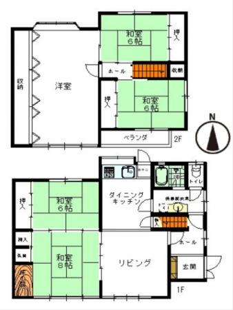 富山市婦中町袋、中古一戸建ての間取り画像です