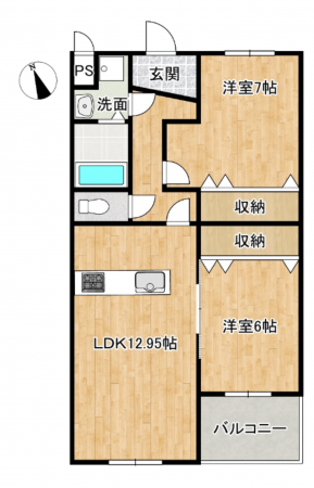富山市長江本町、マンションの間取り画像です