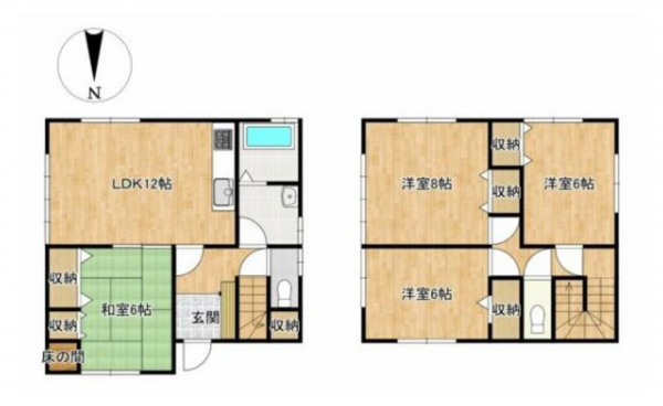 富山市八尾町高善寺、中古一戸建ての間取り画像です