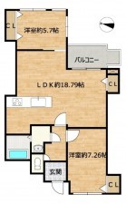 富山市稲荷元町、マンションの間取り画像です