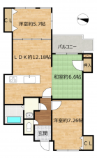 富山市稲荷元町、マンションの間取り画像です