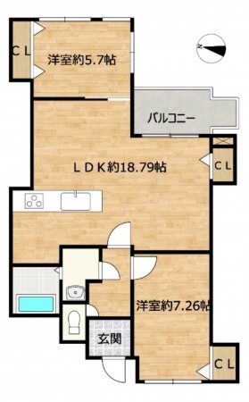 富山市稲荷元町、マンションの間取り画像です