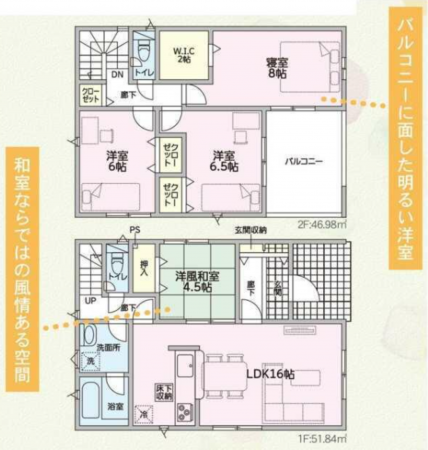 富山市婦中町笹倉、新築一戸建ての間取り画像です