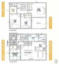 高岡市蓮花寺、新築一戸建ての間取り画像です
