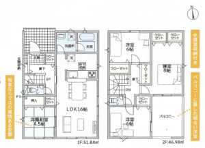 高岡市井口本江、新築一戸建ての間取り画像です