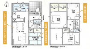 富山市犬島、新築一戸建ての間取り画像です