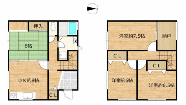 富山市藤の木台、中古一戸建ての間取り画像です