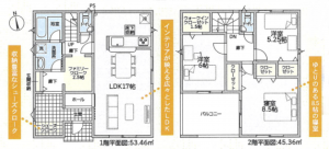 富山市犬島、新築一戸建ての間取り画像です