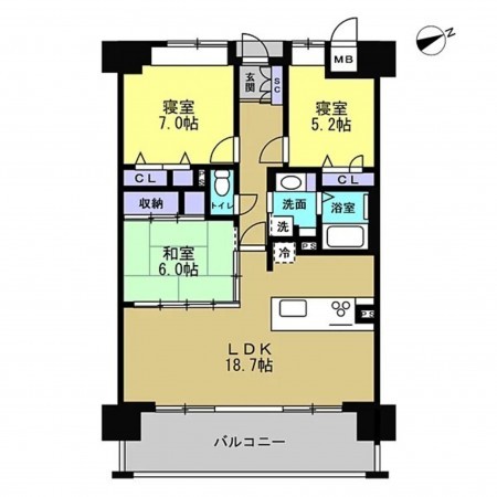 富山市新根塚町、マンションの間取り画像です