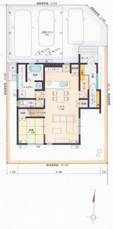 富山市上二杉、新築一戸建ての間取り画像です