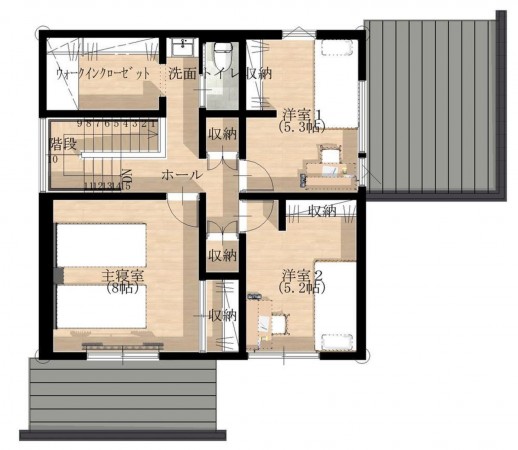 富山市中島、新築一戸建ての間取り画像です