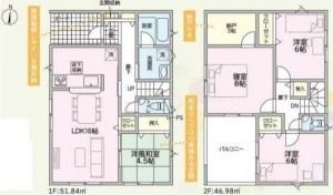 中新川郡立山町前沢新町、新築一戸建ての間取り画像です