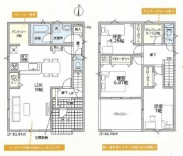 中新川郡立山町前沢新町、新築一戸建ての間取り画像です