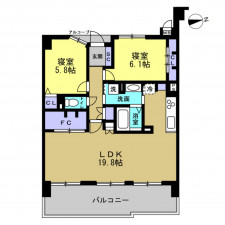 富山市窪本町、マンションの間取り画像です
