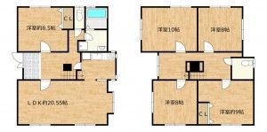 富山市小杉、中古一戸建ての間取り画像です