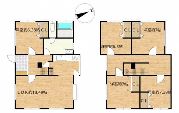 富山市小杉、中古一戸建ての間取り画像です