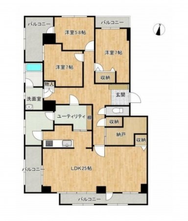 富山市堀川町、マンションの間取り画像です