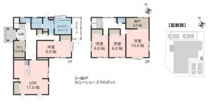富山市赤田、中古一戸建ての間取り画像です