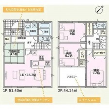 富山市下堀、新築一戸建ての間取り画像です