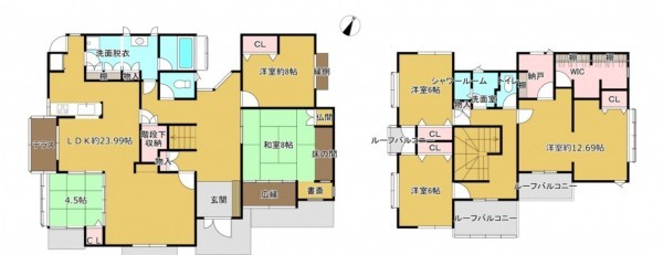 富山市婦中町下轡田、中古一戸建ての間取り画像です