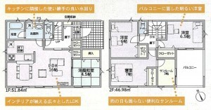 富山市綾田町、新築一戸建ての間取り画像です