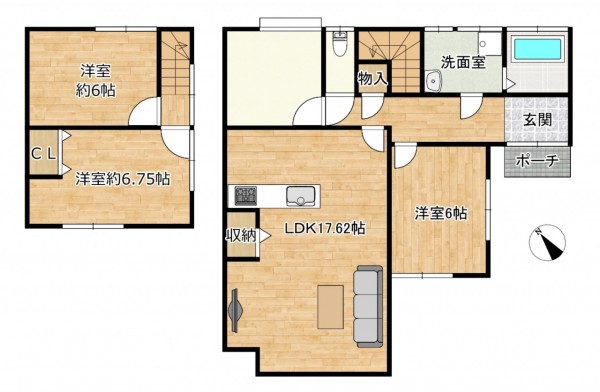 射水市緑町、中古一戸建ての間取り画像です