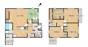 富山市中川原、中古一戸建ての間取り画像です