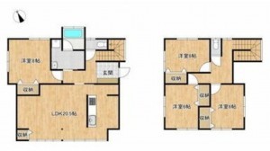 富山市月岡東緑町、中古一戸建ての間取り画像です