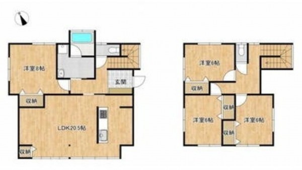 富山市月岡東緑町、中古一戸建ての間取り画像です