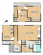 富山市藤の木台、中古一戸建ての間取り画像です