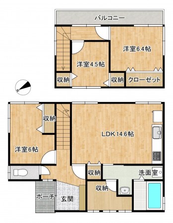 富山市藤の木台、中古一戸建ての間取り画像です