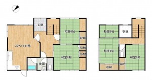 富山市中川原、中古一戸建ての間取り画像です