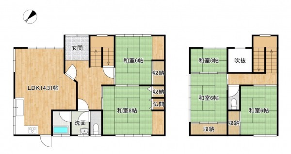 富山市中川原、中古一戸建ての間取り画像です