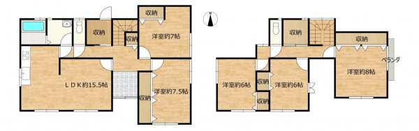 富山市中間島、中古一戸建ての間取り画像です