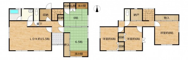 富山市中間島、中古一戸建ての間取り画像です