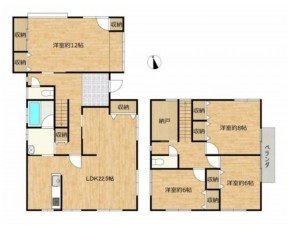 富山市田畠、中古一戸建ての間取り画像です