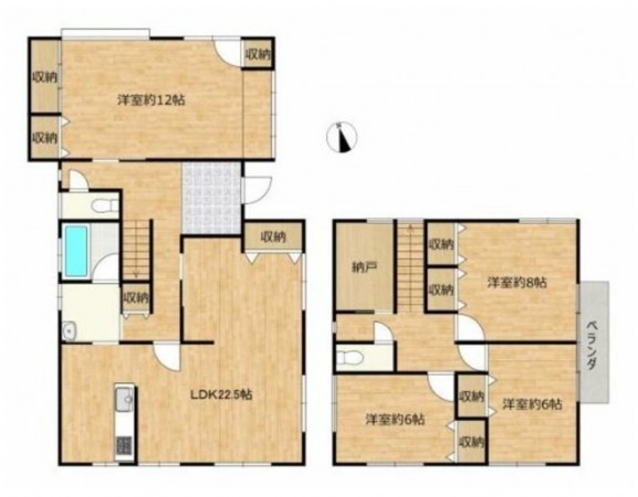 富山市田畠、中古一戸建ての間取り画像です