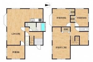 富山市森住町、中古一戸建ての間取り画像です