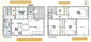 富山市婦中町麦島、新築一戸建ての間取り画像です