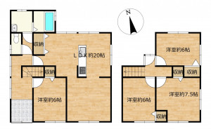 富山市堀川町、中古一戸建ての間取り画像です