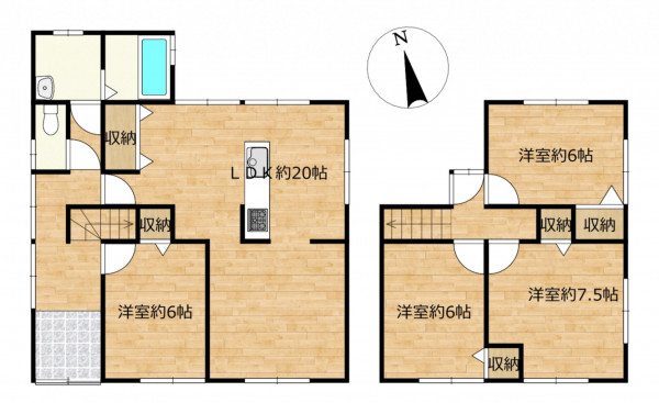 富山市堀川町、中古一戸建ての間取り画像です
