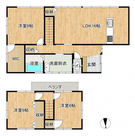 富山市森住町、中古一戸建ての間取り画像です