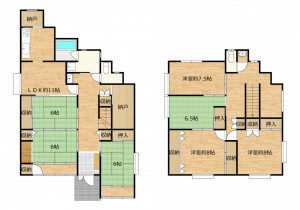 富山市米田町、中古一戸建ての間取り画像です