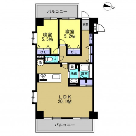 富山市向川原町、マンションの間取り画像です