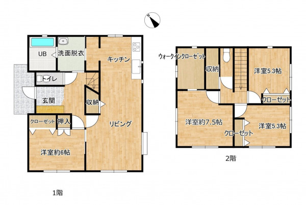 富山市西番、中古一戸建ての間取り画像です
