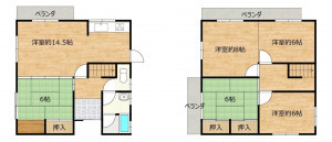 富山市永久町、中古一戸建ての間取り画像です