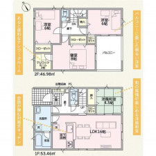 富山市粟島町、新築一戸建ての間取り画像です